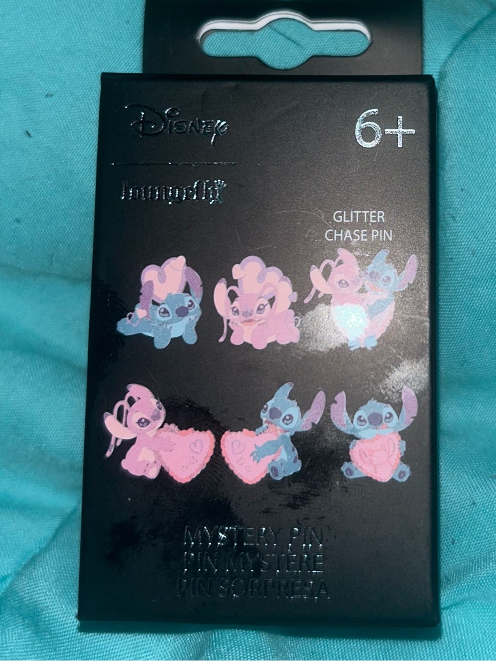 Loungefly Disney Stitch & Angel Glitter Chase Pin Set - Pink & Blue